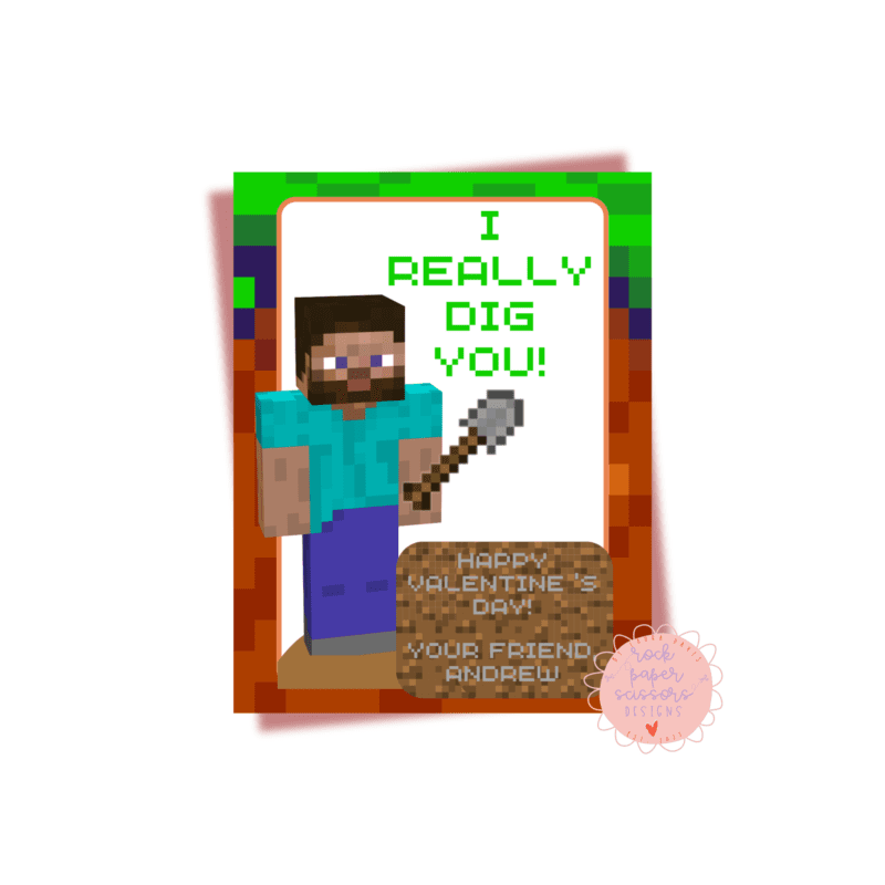 Digging Minecraft Valentine